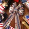 2 Pcs Red White Blue Bows Happy Labor Day Bow American Flag Bow Patriotic Wreath Burlap Bow Memorial Day Tree Topper for Indoor Outdoor Independence Day Party Decoration